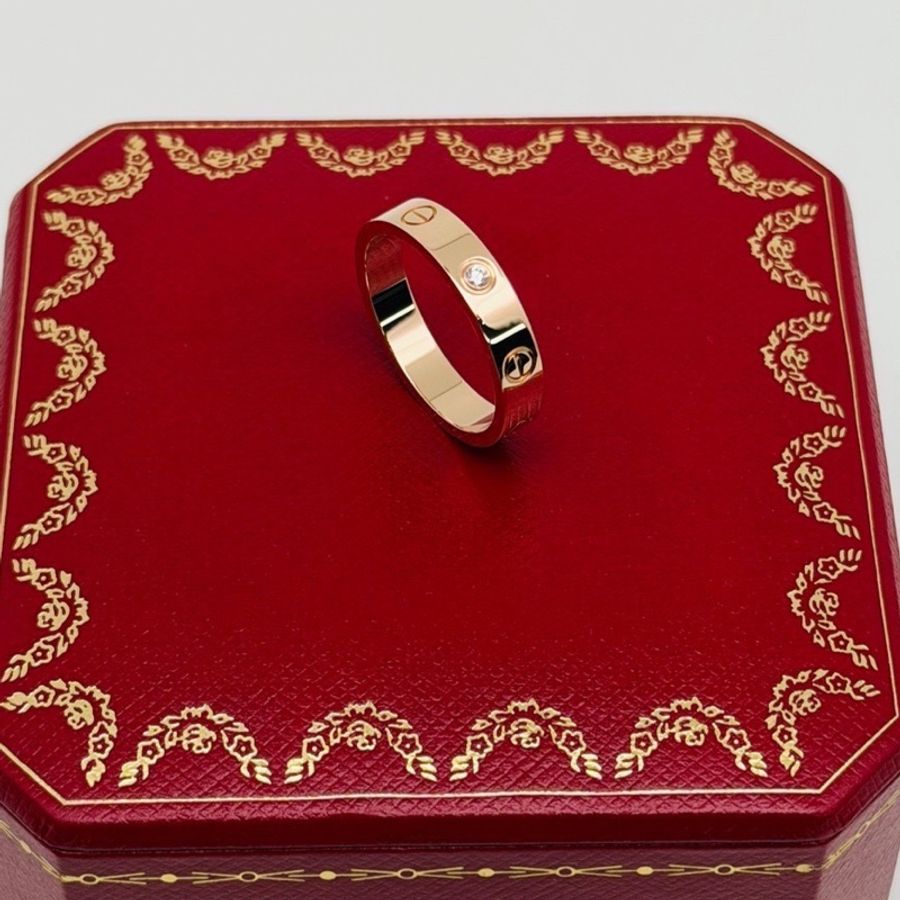 Cartier 卡地亞 love 單鑽 一鑽 玫瑰金 戒指 50碼 (有其他尺寸)-0