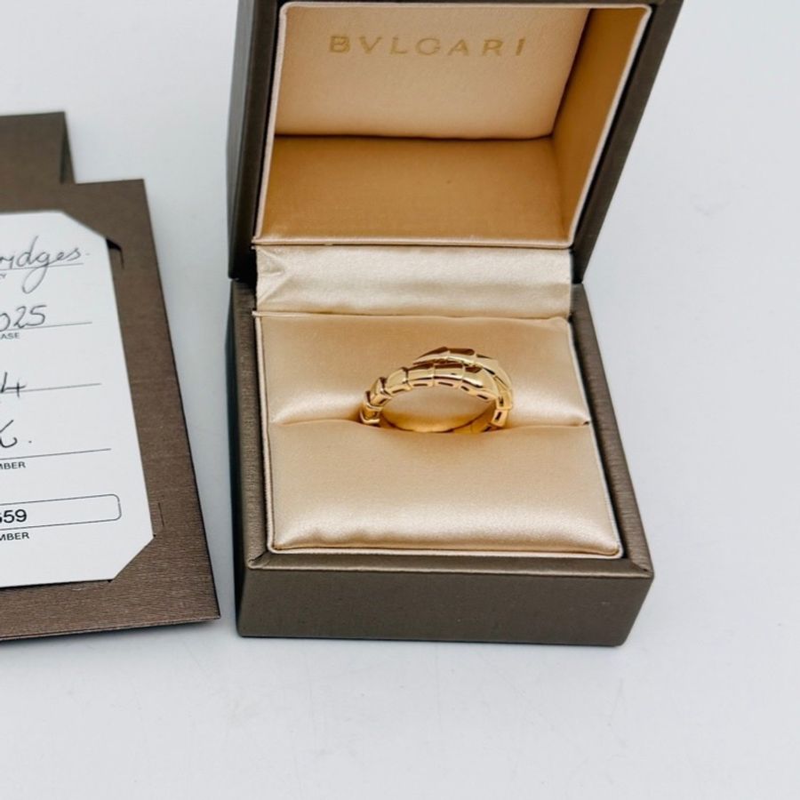 BVLGARI 寶格麗 黃金色 蛇戒 蛇形 戒指 L碼,25年保卡-0
