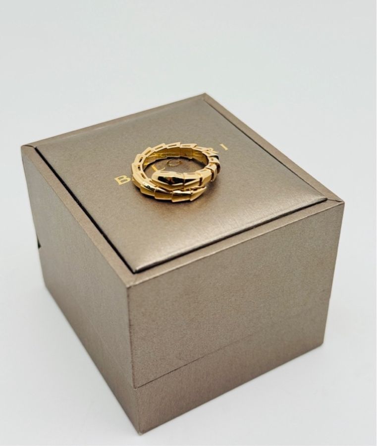 BVLGARI 寶格麗 黃金色 蛇戒 蛇形 戒指 L碼,25年保卡-1