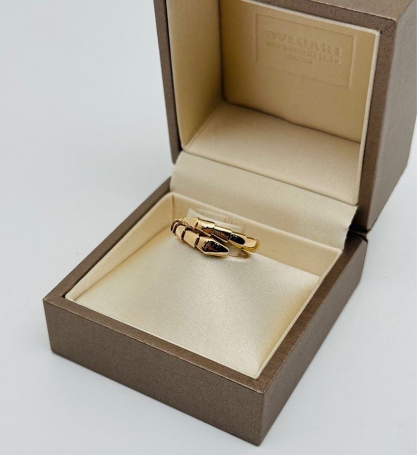 BVLGARI 寶格麗 黃金色 蛇戒 蛇形 戒指 L碼,25年保卡-2