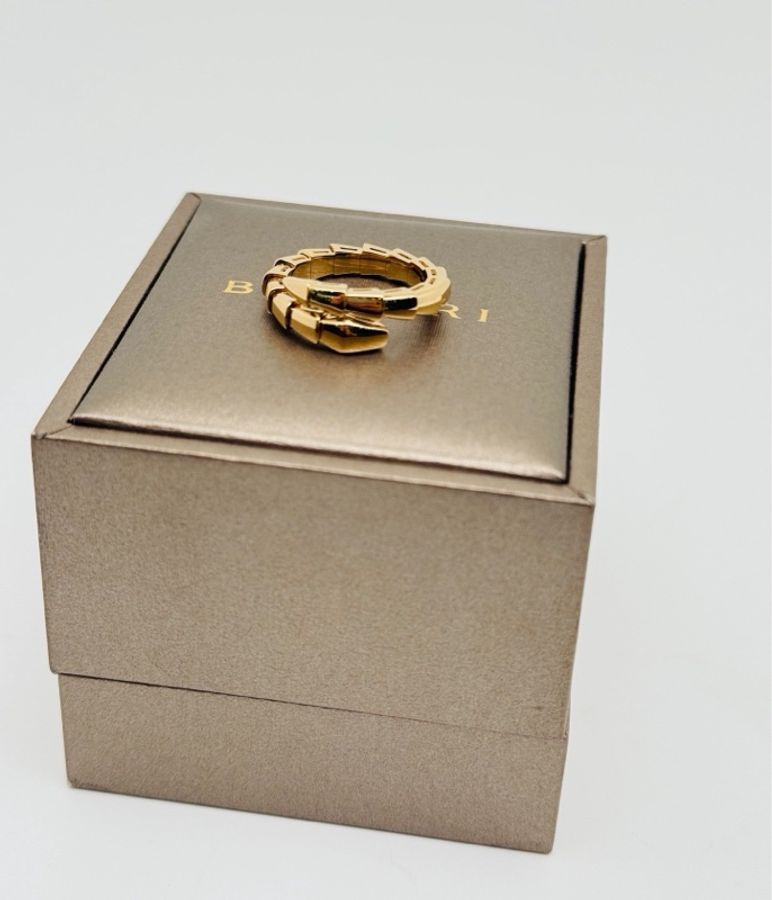 BVLGARI 寶格麗 黃金色 蛇戒 蛇形 戒指 L碼,25年保卡-5