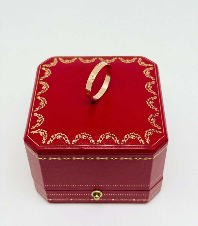 Cartier 卡地亞 love 窄版 玫瑰金 戒指 50碼-0