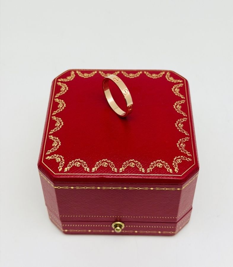 Cartier 卡地亞 love 窄版 玫瑰金 戒指 50碼-1