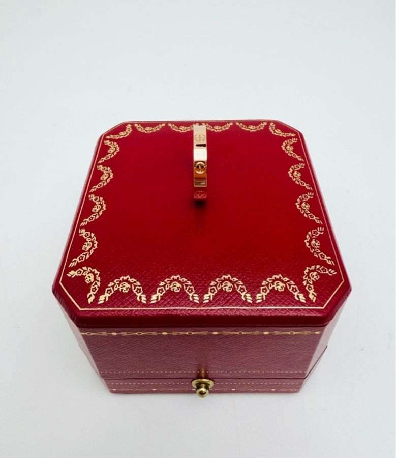 Cartier 卡地亞 love 窄版 玫瑰金 戒指 50碼-2