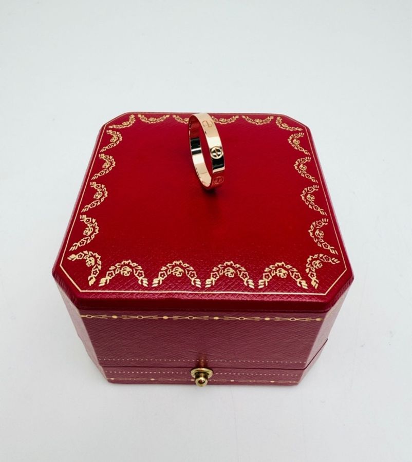 Cartier 卡地亞 love 窄版 玫瑰金 戒指 50碼-3