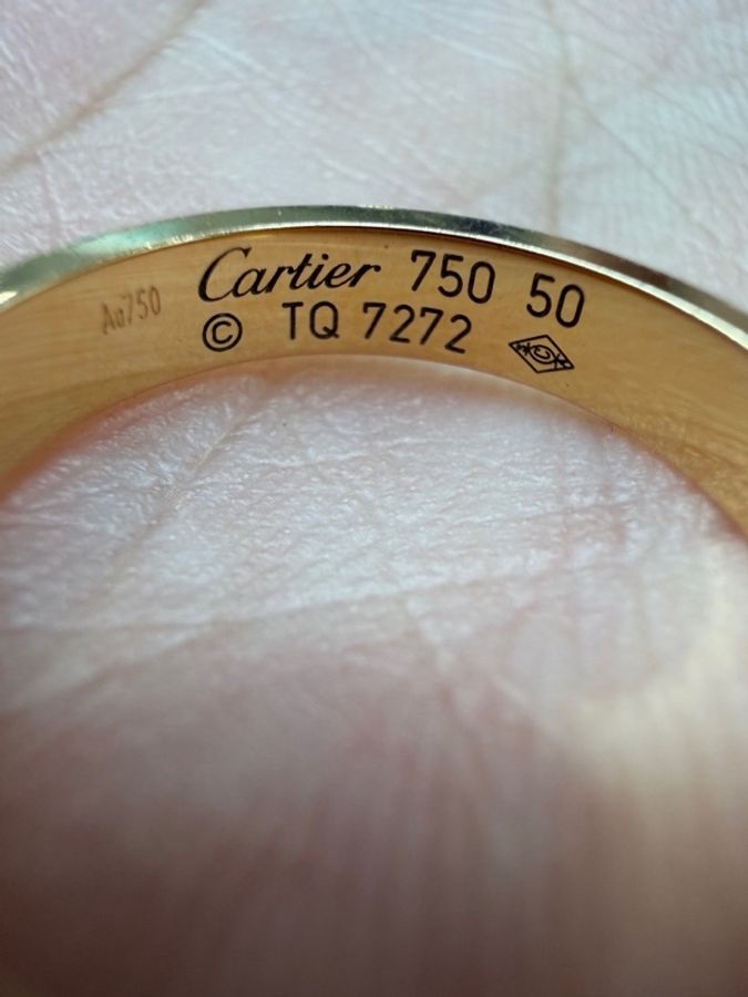 Cartier 卡地亞 love 窄版 玫瑰金 戒指 50碼-4
