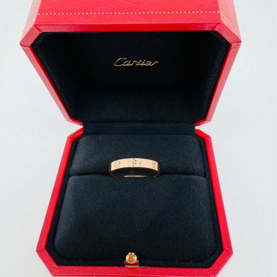 Cartier 卡地亞 love 窄版 玫瑰金 戒指 50碼-5