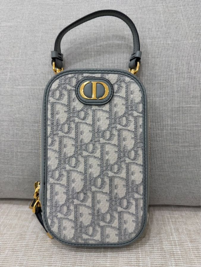 Dior 30 Montaigne Oblique 緹花 灰色 手機包 手提包 斜背包-5