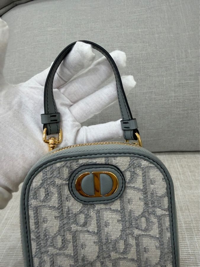 Dior 30 Montaigne Oblique 緹花 灰色 手機包 手提包 斜背包-11