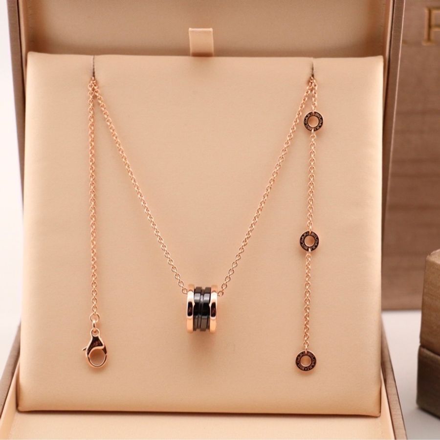 BVLGARI 寶格麗 玫瑰金 黑陶瓷 彈簧 項鍊 新扣-1