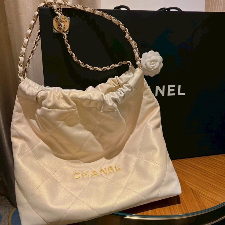 全新全配🧋✨#香奈兒 #22bag #奶茶金 #2024台灣購證 #金扣小號-4
