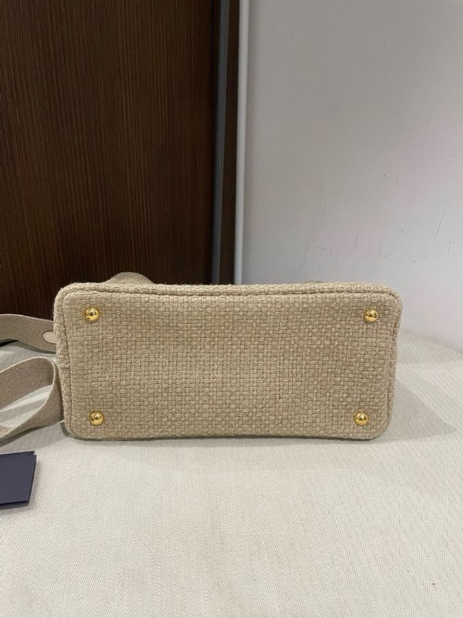 PRADA普拉達 JARDINIÈRE 品牌字母徽標 手提包 男女同款情侶款 米色,尺寸31/20/15cm-3