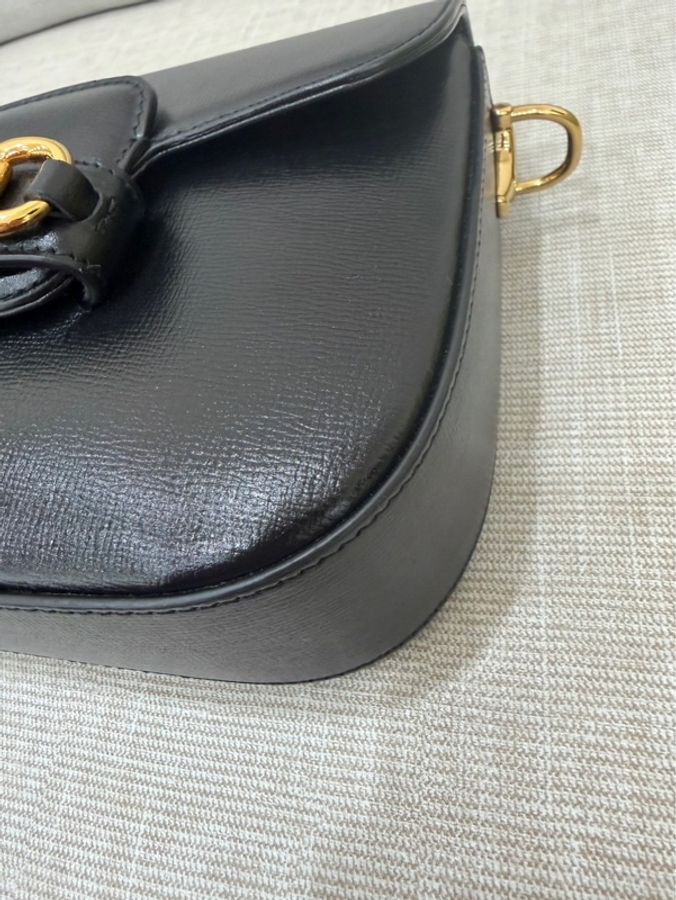 Gucci 經典黑色1955系列馬銜扣斜背包-11