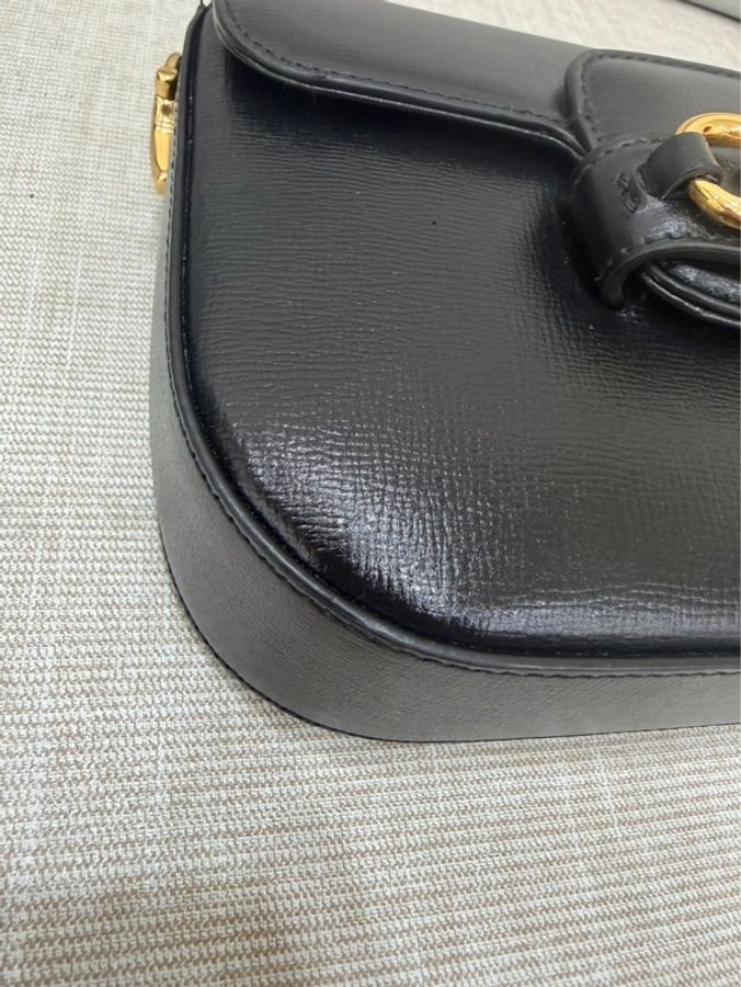 Gucci 經典黑色1955系列馬銜扣斜背包-12