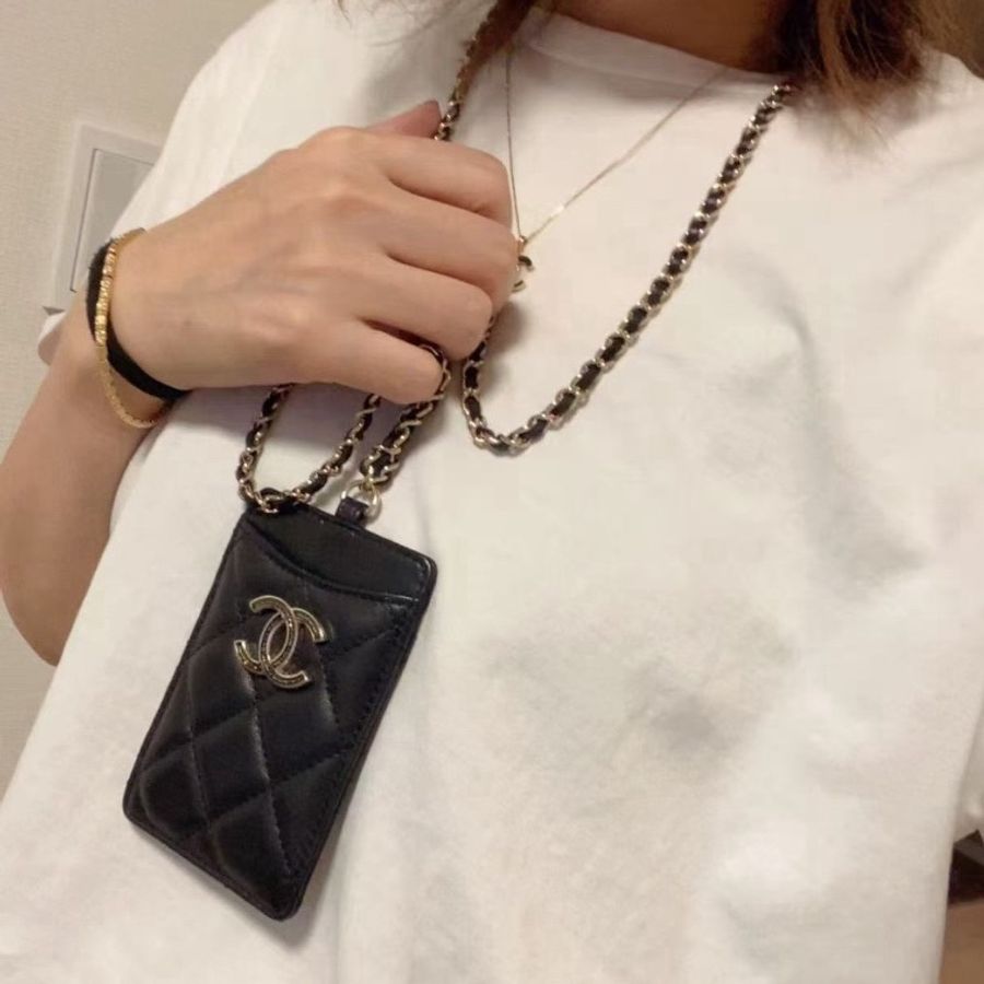 98新🖤#香奈兒 #黑金山茶花 #掛脖項鍊卡包 #手機包 #晶片款-1