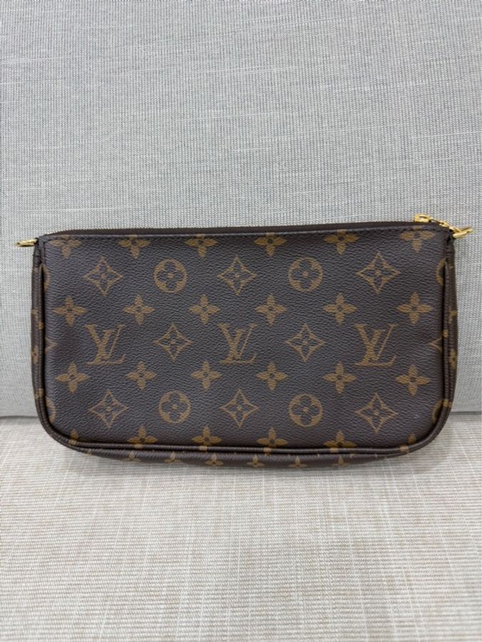 LV Multi Pochette 經典五合一 帆布牛皮飾邊提花肩帶手拿/肩背包/5合1包/麻將包 (M44813-綠色)-7