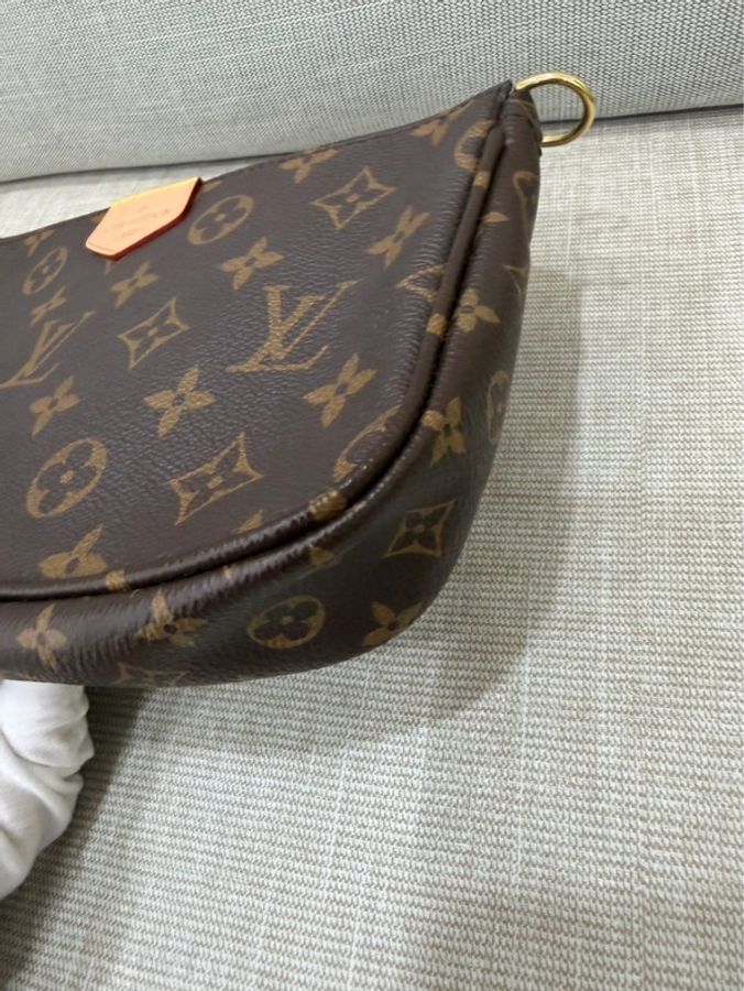 LV Multi Pochette 經典五合一 帆布牛皮飾邊提花肩帶手拿/肩背包/5合1包/麻將包 (M44813-綠色)-10
