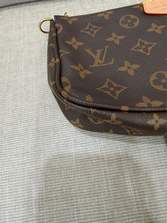 LV Multi Pochette 經典五合一 帆布牛皮飾邊提花肩帶手拿/肩背包/5合1包/麻將包 (M44813-綠色)-11