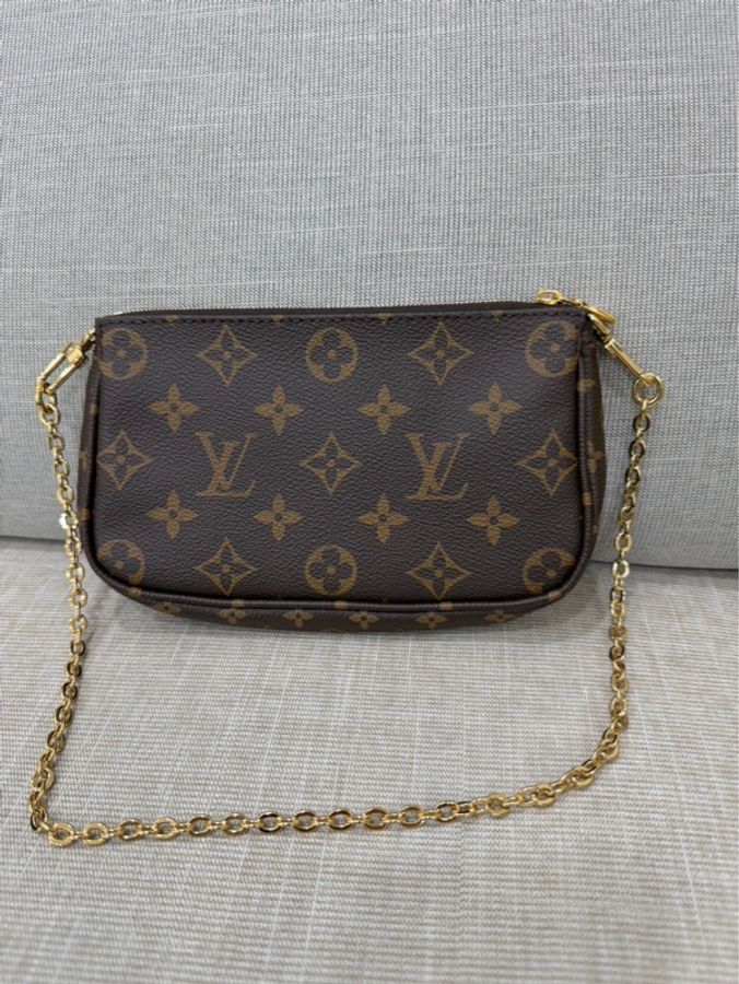 LV Multi Pochette 經典五合一 帆布牛皮飾邊提花肩帶手拿/肩背包/5合1包/麻將包 (M44813-綠色)-21