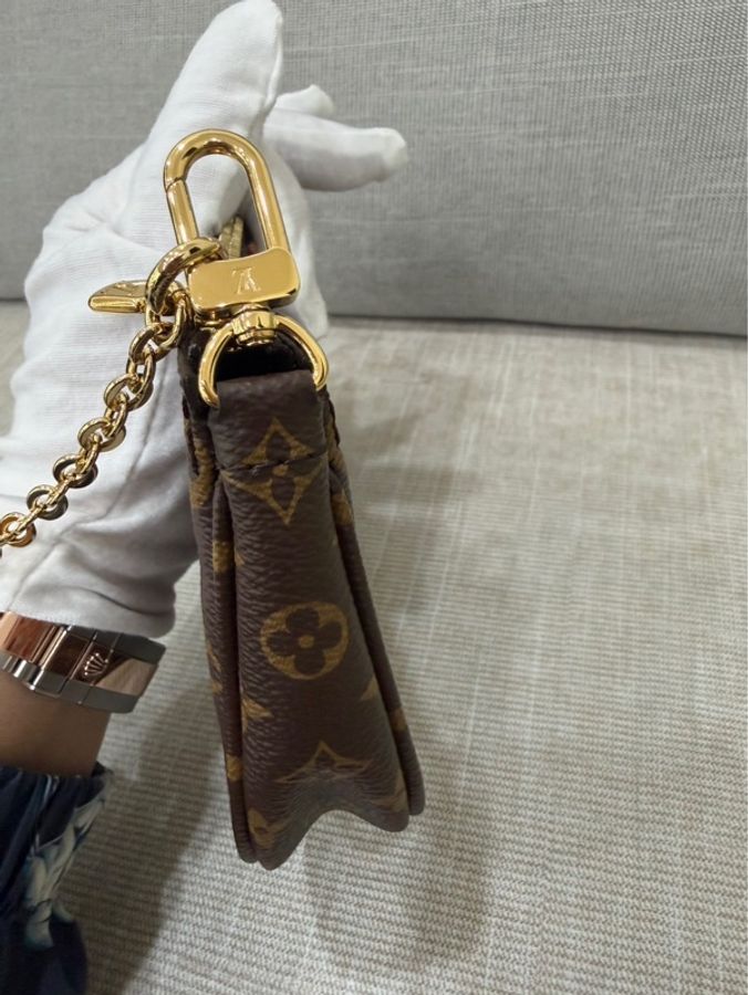 LV Multi Pochette 經典五合一 帆布牛皮飾邊提花肩帶手拿/肩背包/5合1包/麻將包 (M44813-綠色)-23
