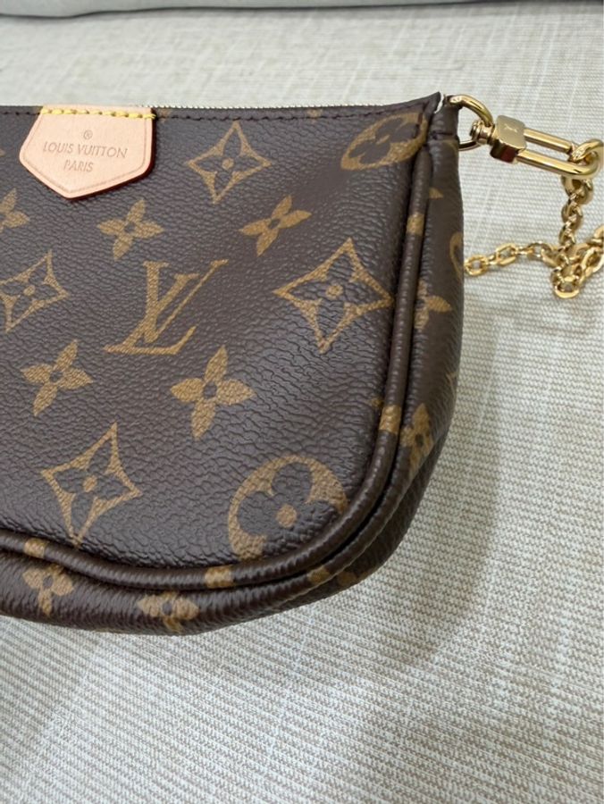 LV Multi Pochette 經典五合一 帆布牛皮飾邊提花肩帶手拿/肩背包/5合1包/麻將包 (M44813-綠色)-24