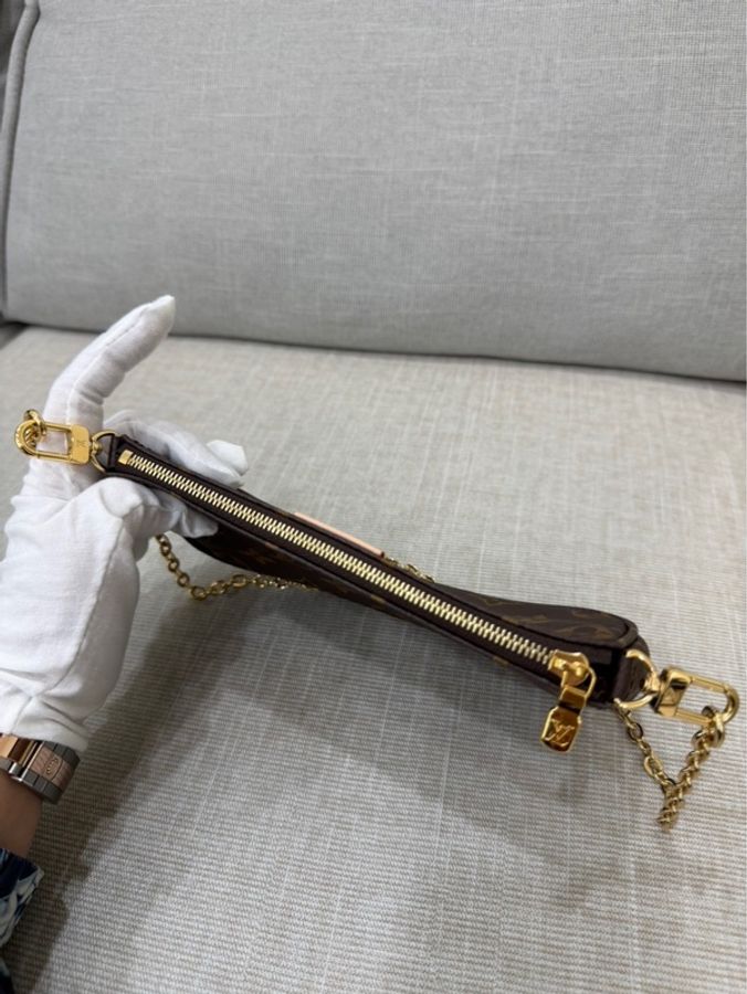 LV Multi Pochette 經典五合一 帆布牛皮飾邊提花肩帶手拿/肩背包/5合1包/麻將包 (M44813-綠色)-29