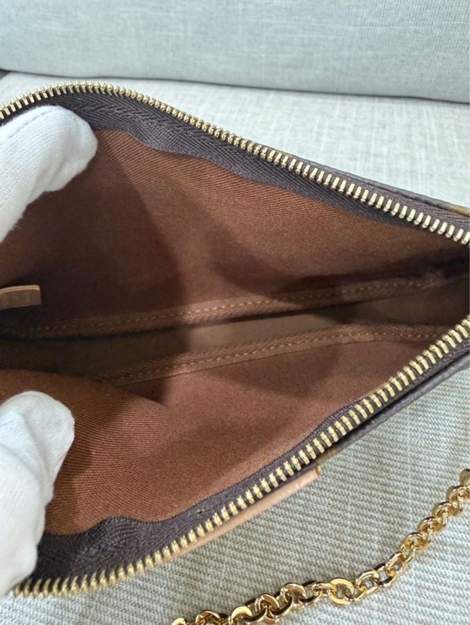 LV Multi Pochette 經典五合一 帆布牛皮飾邊提花肩帶手拿/肩背包/5合1包/麻將包 (M44813-綠色)-32
