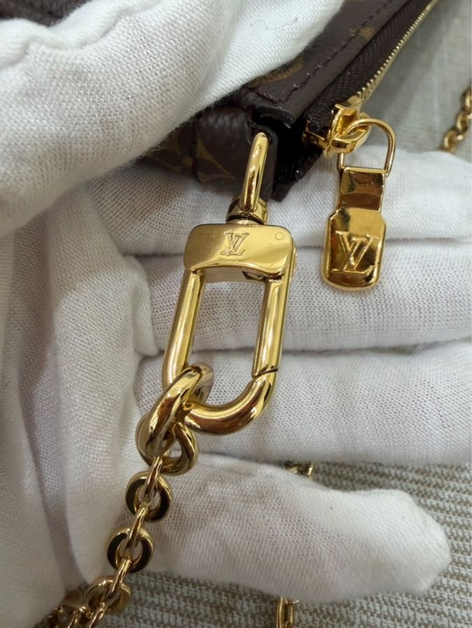 LV Multi Pochette 經典五合一 帆布牛皮飾邊提花肩帶手拿/肩背包/5合1包/麻將包 (M44813-綠色)-34