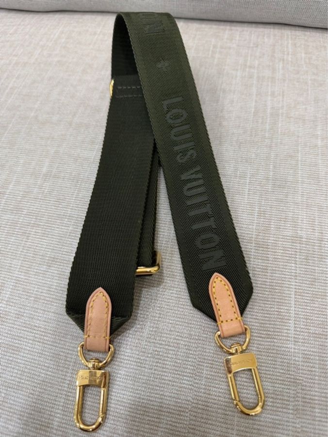 LV Multi Pochette 經典五合一 帆布牛皮飾邊提花肩帶手拿/肩背包/5合1包/麻將包 (M44813-綠色)-42