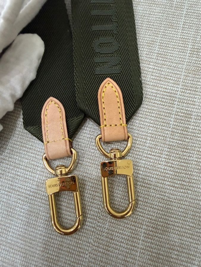 LV Multi Pochette 經典五合一 帆布牛皮飾邊提花肩帶手拿/肩背包/5合1包/麻將包 (M44813-綠色)-47