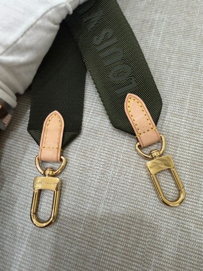 LV Multi Pochette 經典五合一 帆布牛皮飾邊提花肩帶手拿/肩背包/5合1包/麻將包 (M44813-綠色)-48