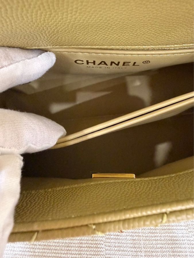 Chanel香奈兒芥末黃荔枝牛皮coco handle mini 金釦-21