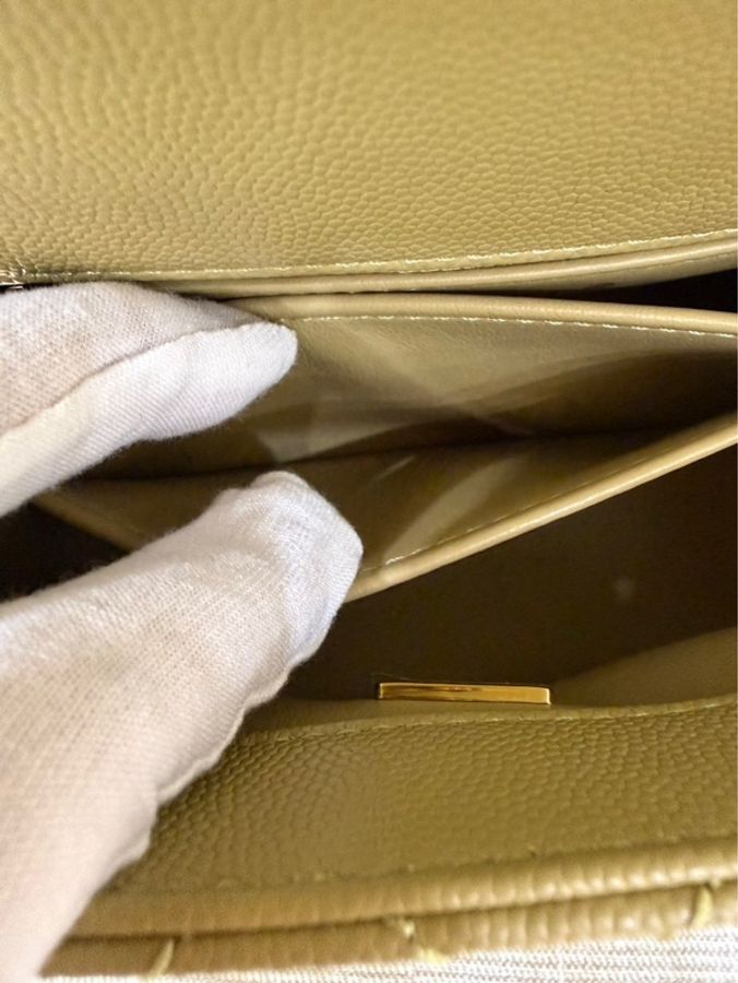 Chanel香奈兒芥末黃荔枝牛皮coco handle mini 金釦-22