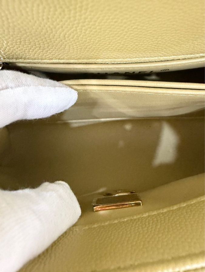 Chanel香奈兒芥末黃荔枝牛皮coco handle mini 金釦-23