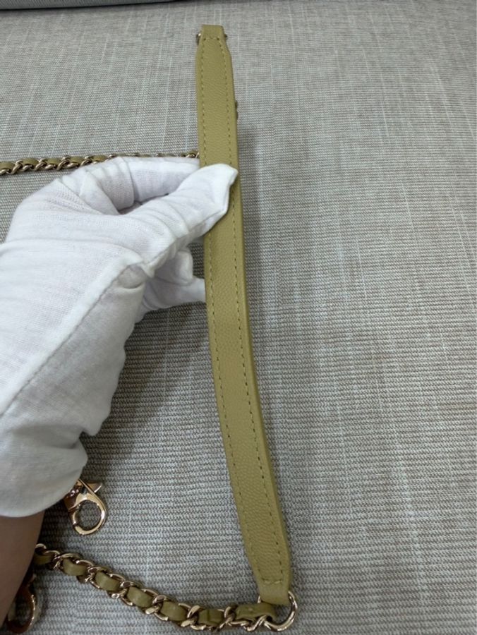 Chanel香奈兒芥末黃荔枝牛皮coco handle mini 金釦-32