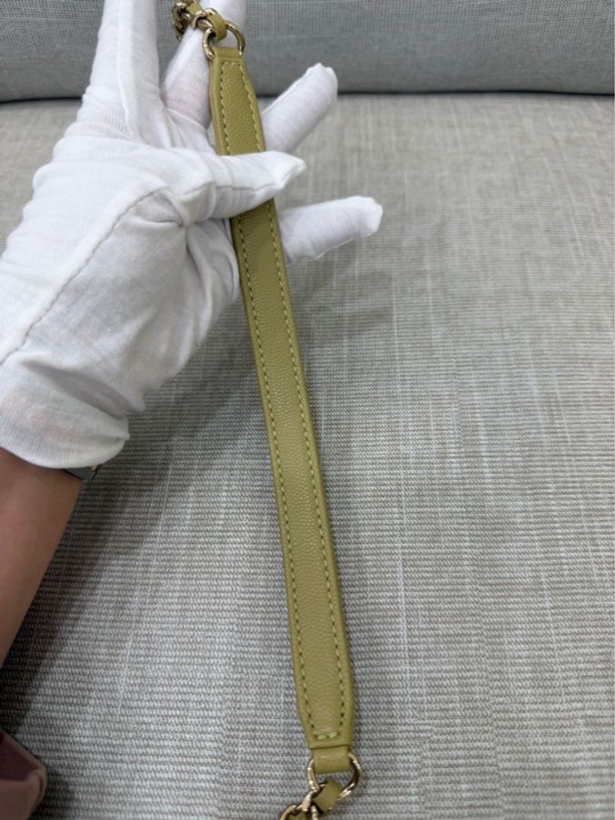 Chanel香奈兒芥末黃荔枝牛皮coco handle mini 金釦-33