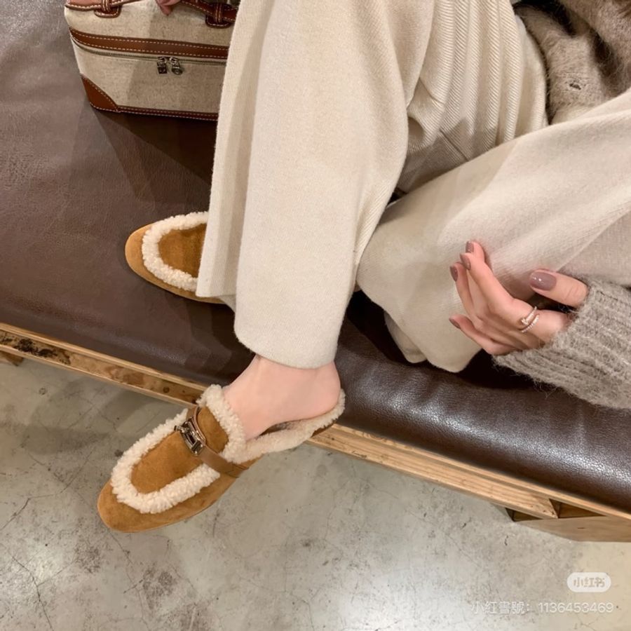 愛馬仕HERMES泰迪熊🧸毛毛 Kelly拖鞋-4