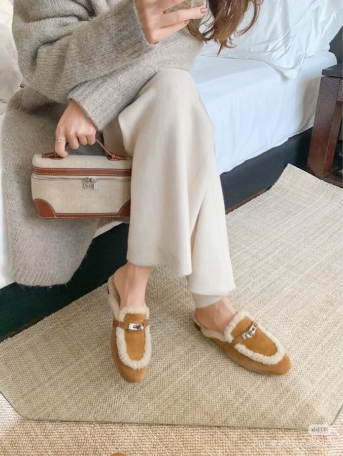 愛馬仕HERMES泰迪熊🧸毛毛 Kelly拖鞋-6