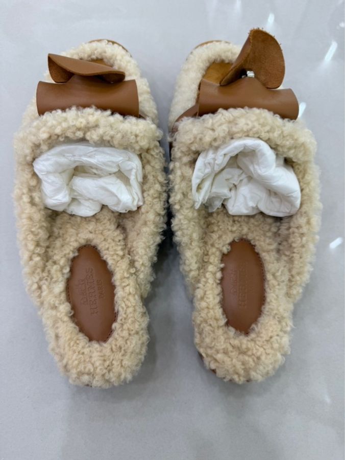 愛馬仕HERMES泰迪熊🧸毛毛 Kelly拖鞋-8