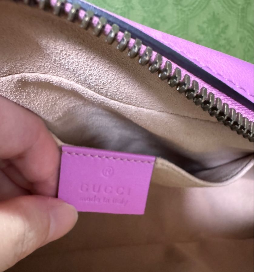 Gucci 專櫃正品 447632 馬卡龍紫 金釦 GG Marmont 中號 相機包斜背包 紫色 小方包-14