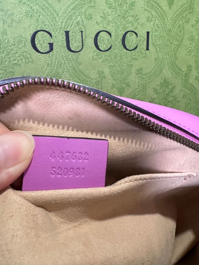 Gucci 專櫃正品 447632 馬卡龍紫 金釦 GG Marmont 中號 相機包斜背包 紫色 小方包-15