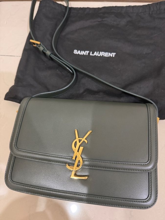 Saint Laurent SAINT LAURENT SolferinoBox 中號深墨綠牛皮金-5