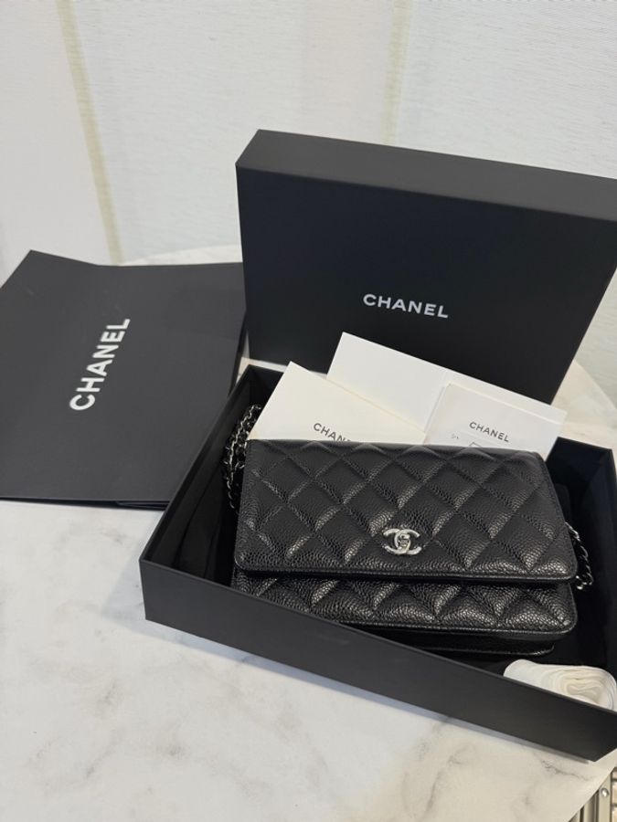 新款‼️Chanel 黑銀荔枝皮 WOC-1