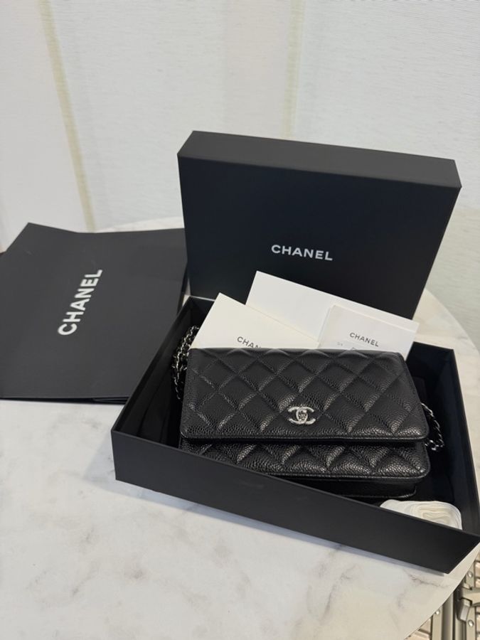 新款‼️Chanel 黑銀荔枝皮 WOC-2