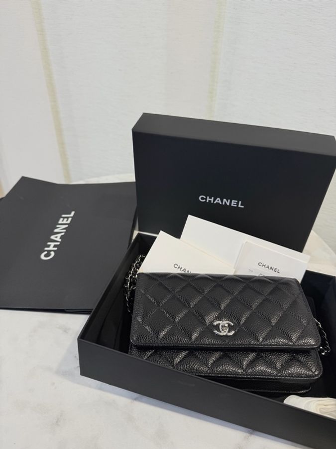 新款‼️Chanel 黑銀荔枝皮 WOC-3
