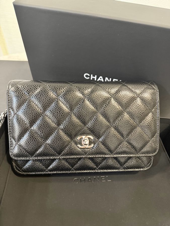 新款‼️Chanel 黑銀荔枝皮 WOC-4