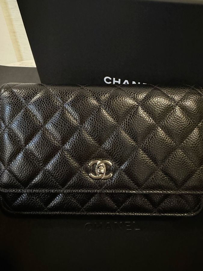 新款‼️Chanel 黑銀荔枝皮 WOC-5