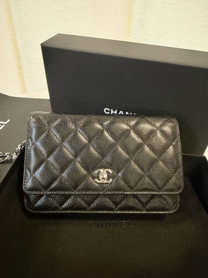 新款‼️Chanel 黑銀荔枝皮 WOC-6