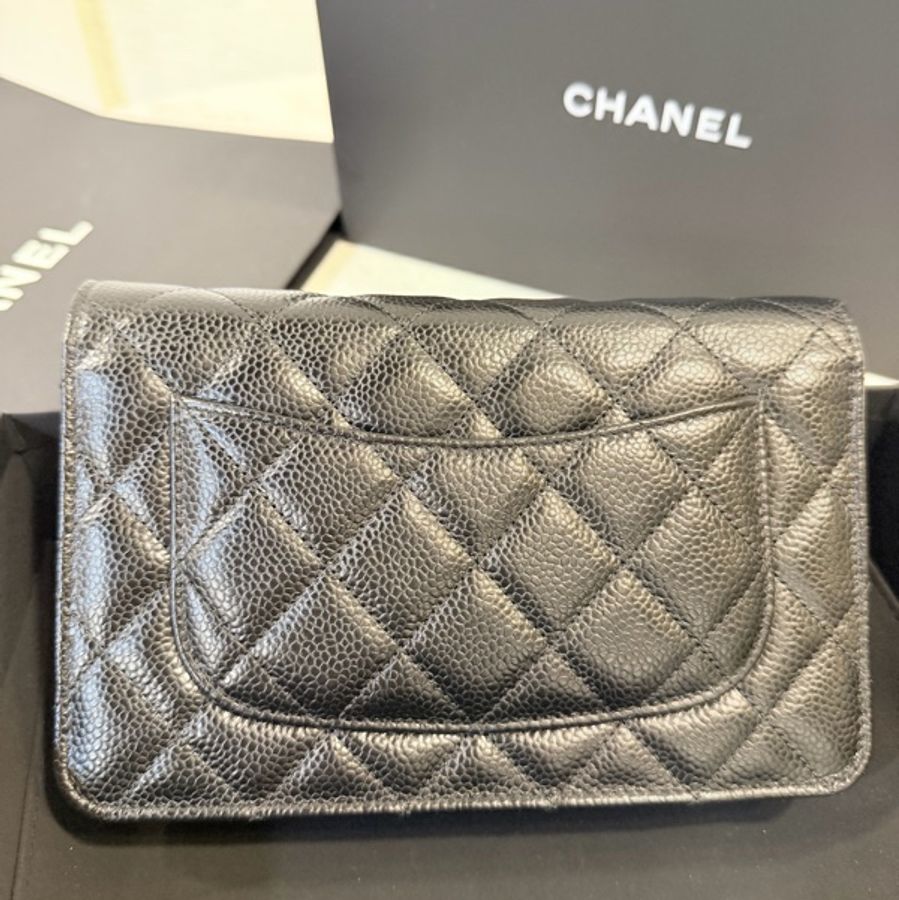 新款‼️Chanel 黑銀荔枝皮 WOC-7