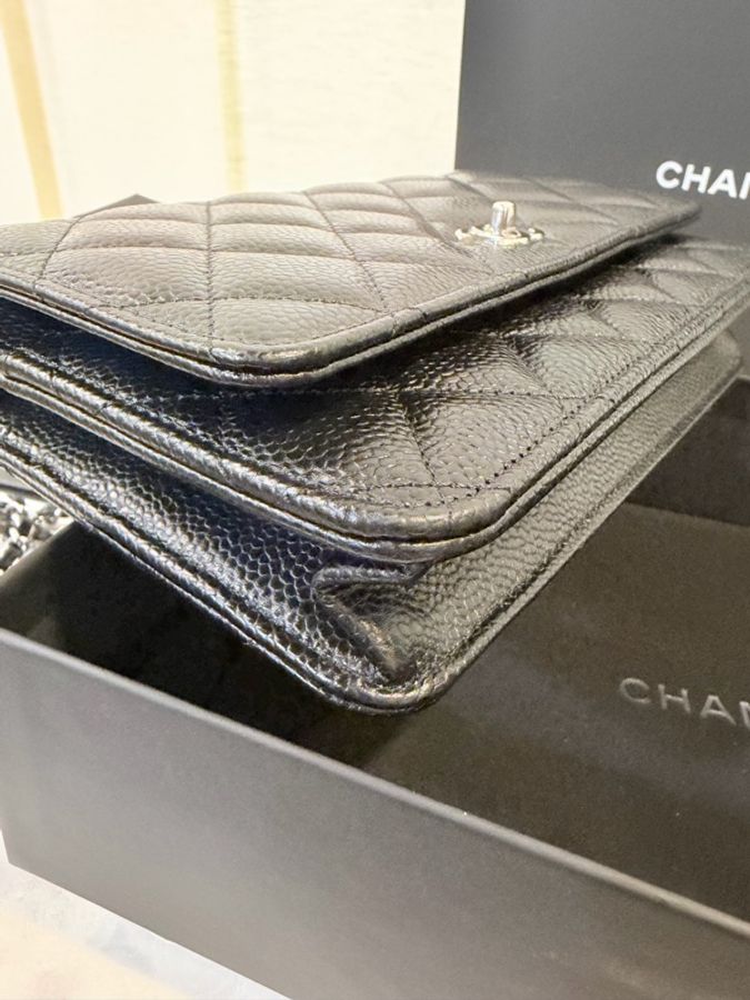 新款‼️Chanel 黑銀荔枝皮 WOC-9